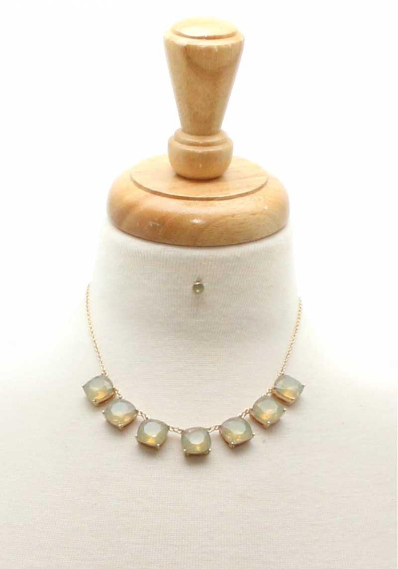 STYLISH CHIC GEM STONE NECKLACE AND EARRING SET