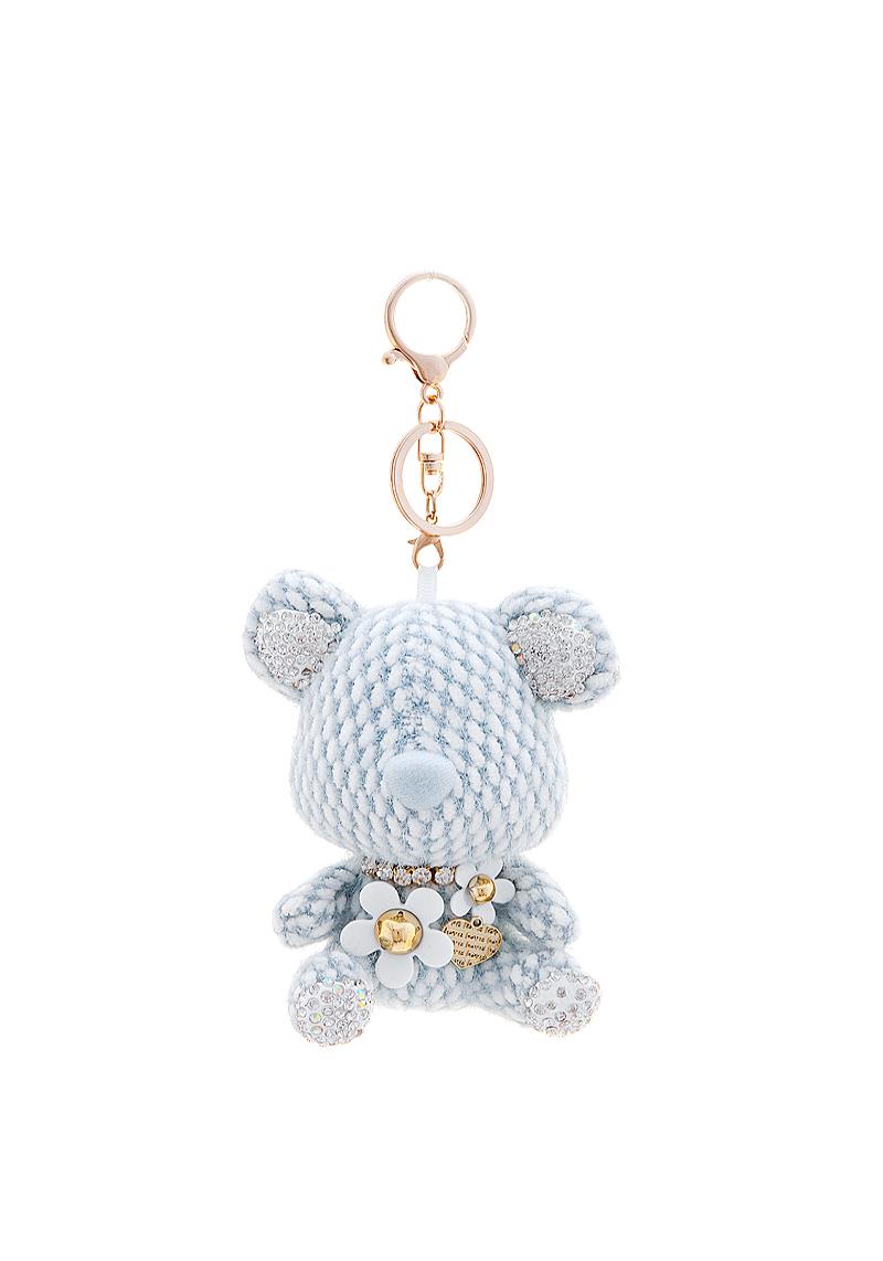 CUTE SOFT FLOWER TEDDY BEAR KEY CHAIN