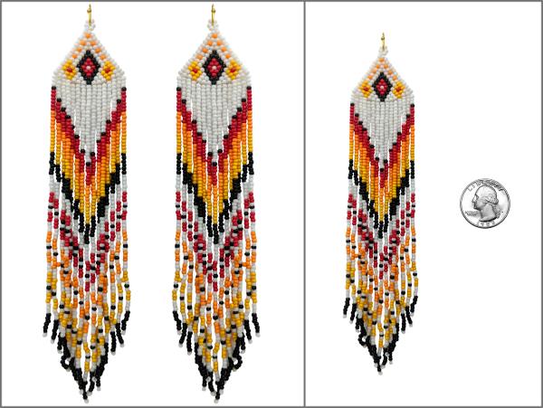 WESTERN PATTERN SEED BEAD DANGLE EARRING