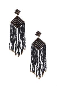 DOUBLE RHOMBUS SHAPE SEED BEAD DANGLE EARRING