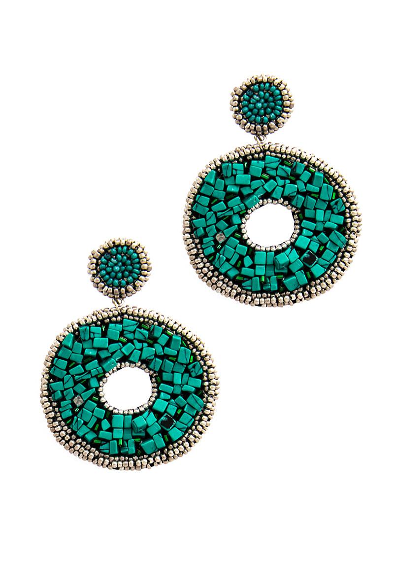 TRENDY MULTI BEADED DONUT DROP EARRING
