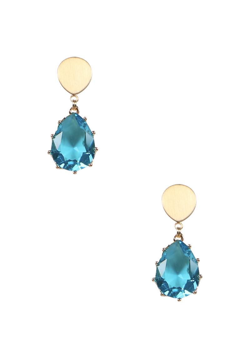 TEARDROP COLOR STONE DANGLE EARRING