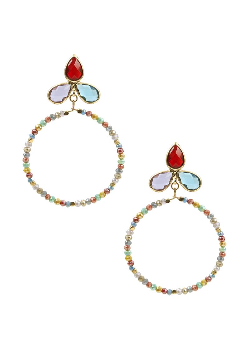 CRYSTAL BEAD ROUND DANGLE EARRING