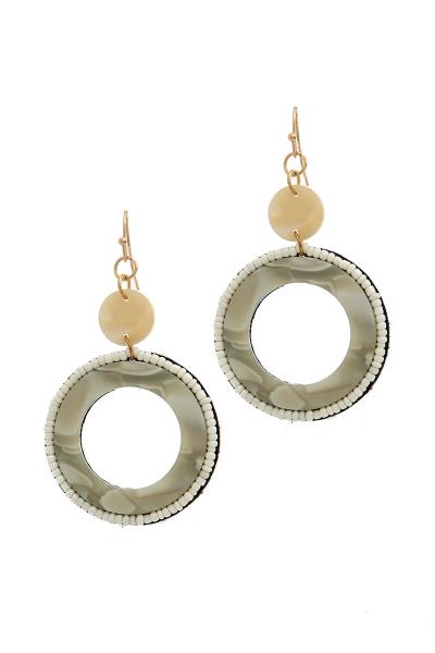 BEADED ACETATE CIRCLE DROP EARRING