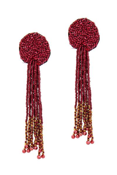 CIRCLE SEED BEAD DANGLE POST DROP EARRING