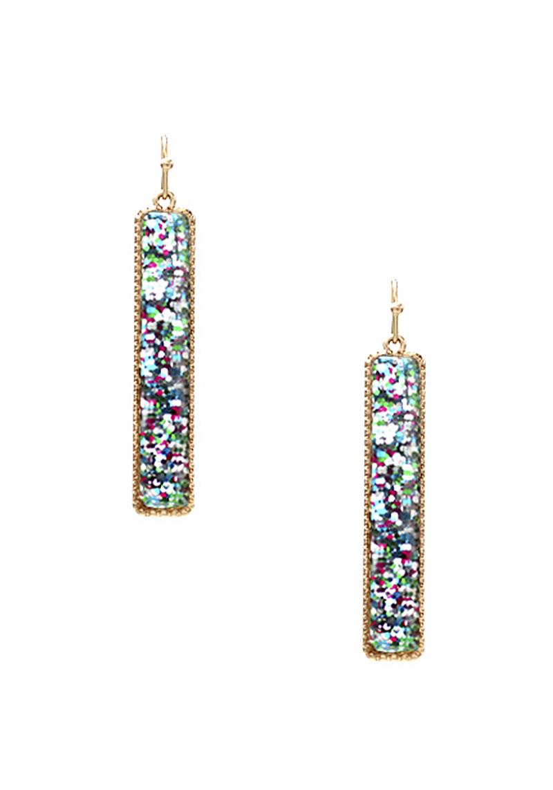 CRYSTALIZED GEM DROP RECTANGLE EARRING