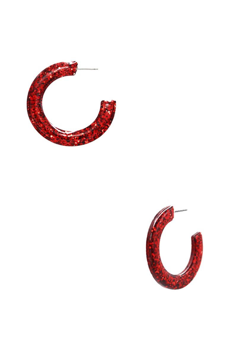 RESIN GLITTER HOOP EARRING