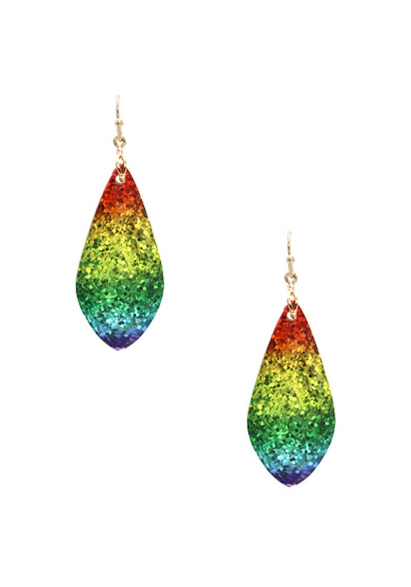 MULTI COLOR SHINING TEAR SHAPE EARRING