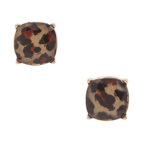 MULTI PRINT DESIGN SQUARE STUD EARRING