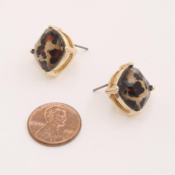 MULTI PRINT DESIGN SQUARE STUD EARRING