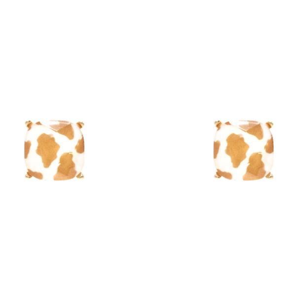 MULTI PRINT DESIGN SQUARE STUD EARRING