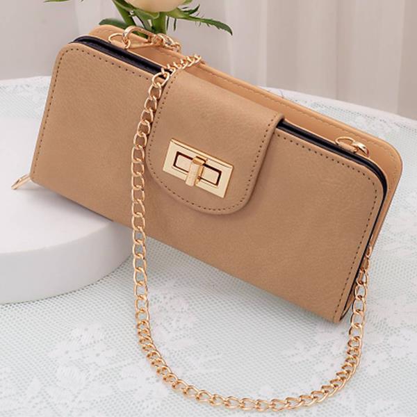 SMOOTH TWIST LOCK ZIPPER CROSSBODY WALLET