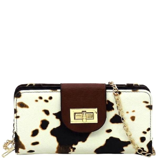 SMOOTH TWIST LOCK ZIPPER CROSSBODY WALLET