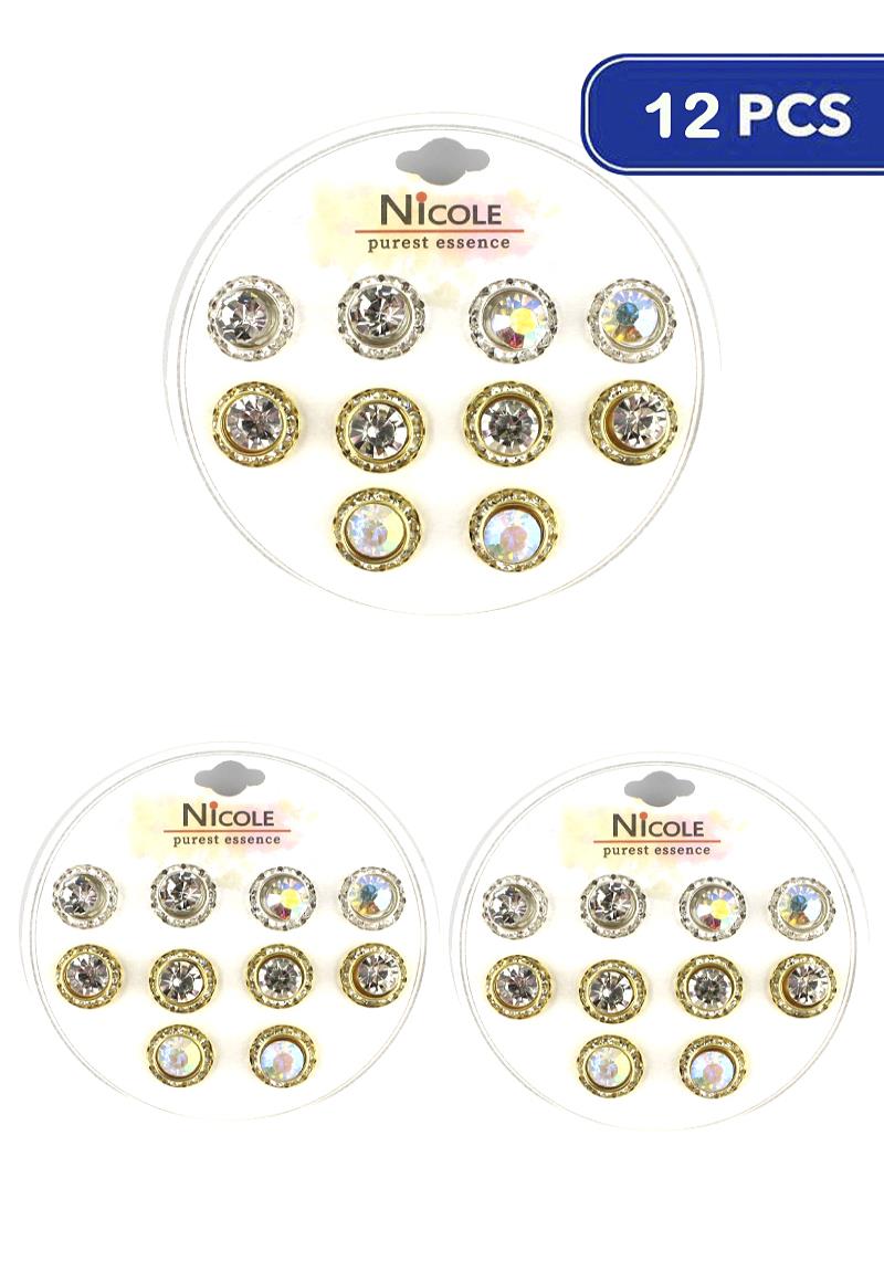 FASHION COLOR STONE STUD EARRING (12 UNITS)