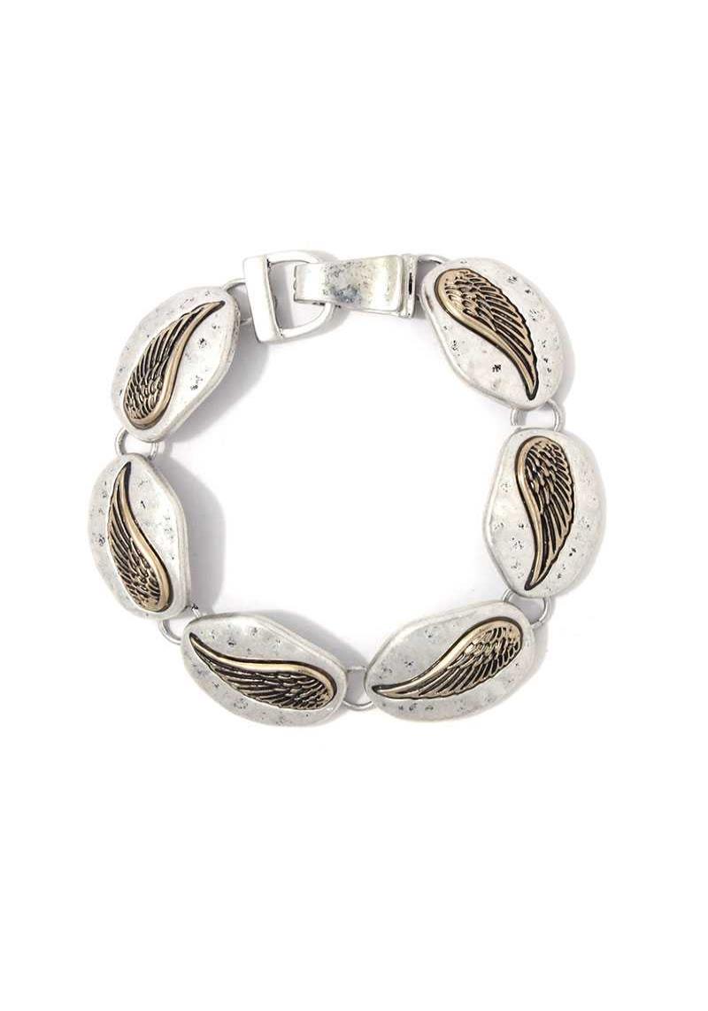 FEATHER CHARM METAL BRACELET