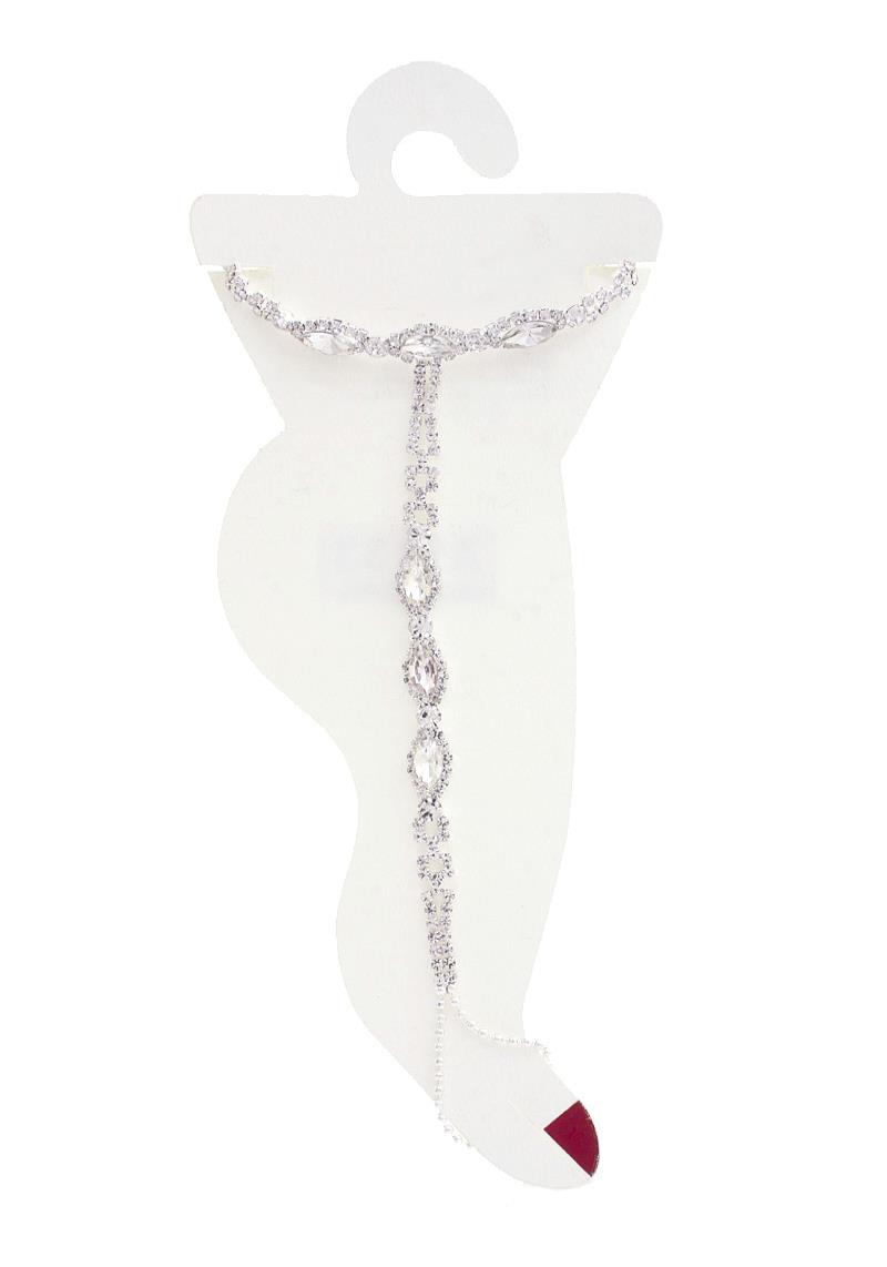 MARQUISE PATTERN RHINESTONE TOE RING ANKLET