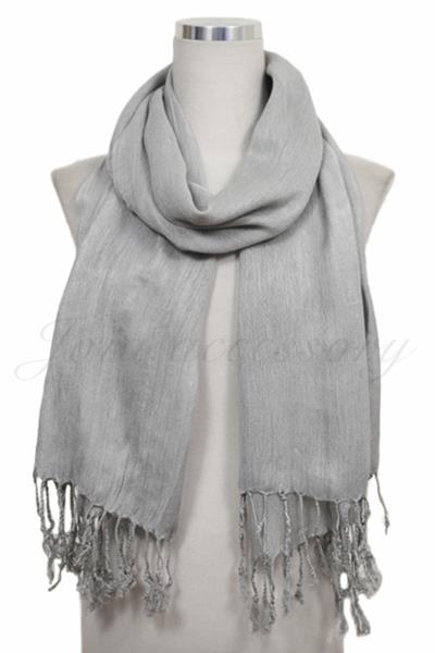 SOLID CRINKLE SCARF WITH FRINGE