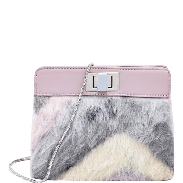 MULTI TONE FUR TWIST CROSSBODY BAG