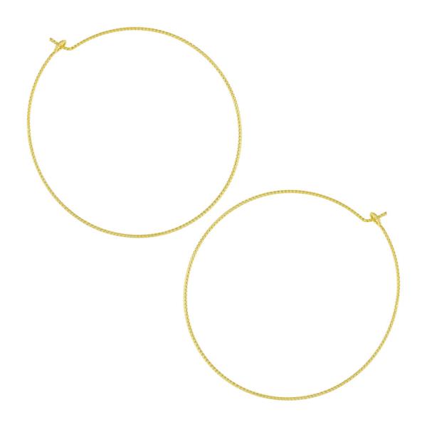 BRASS GOLD PLATED 50 MM THIN HOOP EARRING