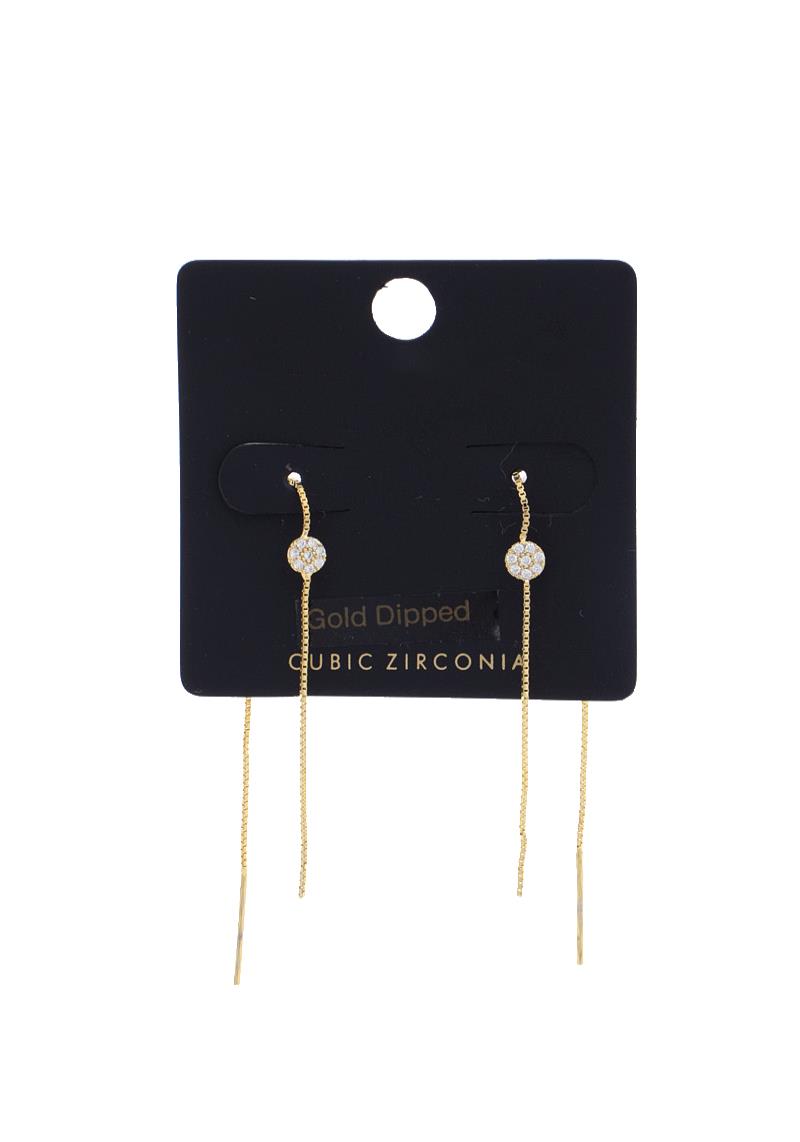 CUBIC ZIRCONIA GOLD DIPPED PULL THROUGH EARRING
