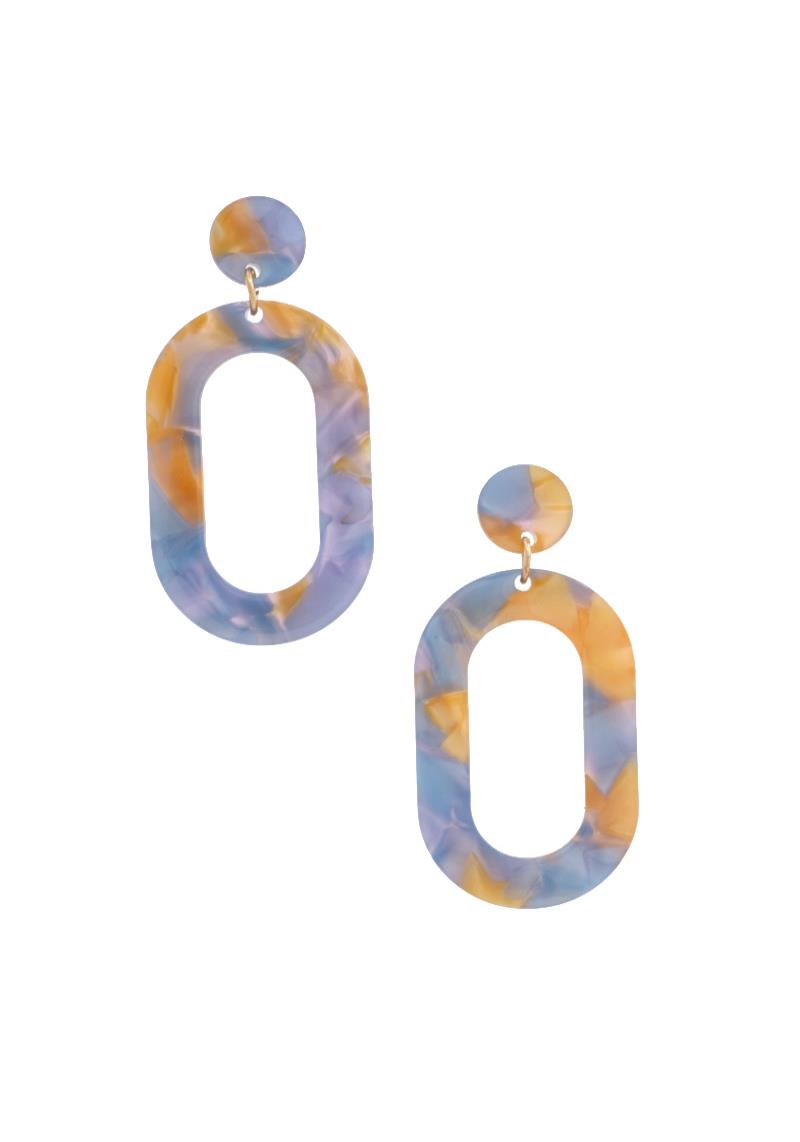 ACETATE OVAL POST DANGLE EARRING