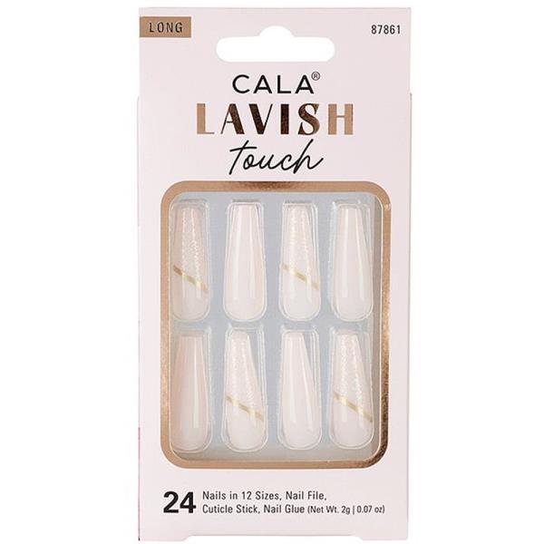 LAVISH TOUCH LONG COFFIN LIGHT PINK NAIL DECORATION SET