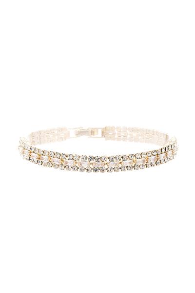 RHINESTONE CRYSTAL BAGUETTE 3 LINE BRACELET