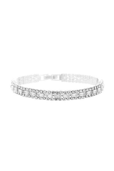 RHINESTONE CRYSTAL BAGUETTE 3 LINE BRACELET