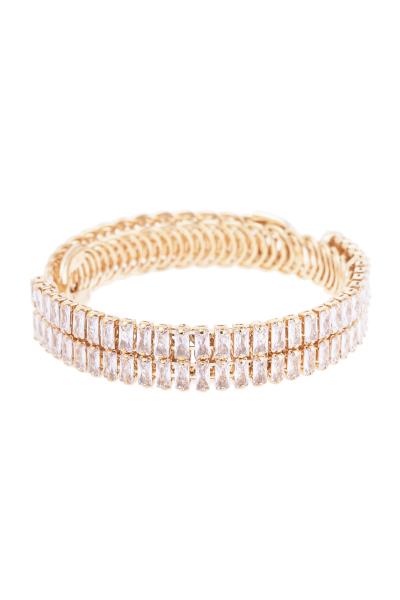 CRYSTAL SQUARE DOUBLE ROW CUFF BRACELET