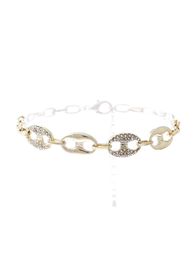 RHINESTONE 4 PIGNOSE CHAIN BRACELET