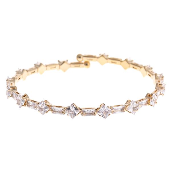 CRYSTAL SQUARE BAGUETTE CUFF BRACELET