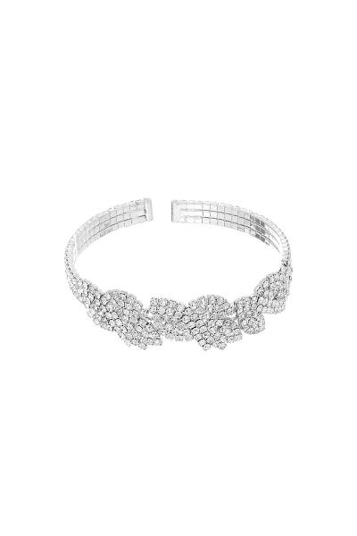 RHINESTONE LEAF PATTERN CUFF BRACELET