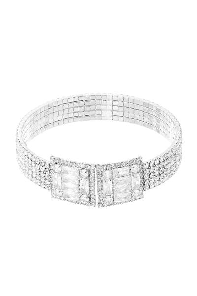 CRYSTAL BAGUETTE 5 LINE CUFF BRACELET