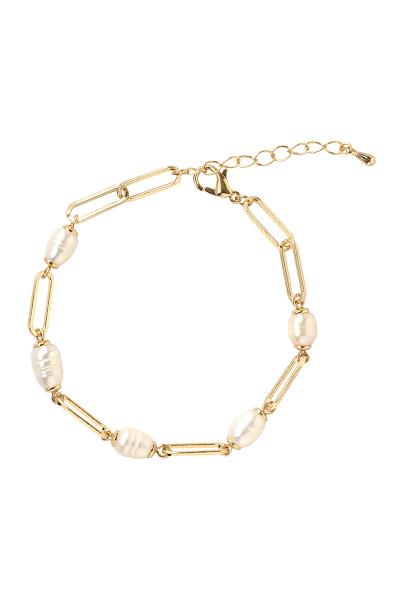 FASHION FRESHWATER LINK CHAIN STATIONED BRACELET