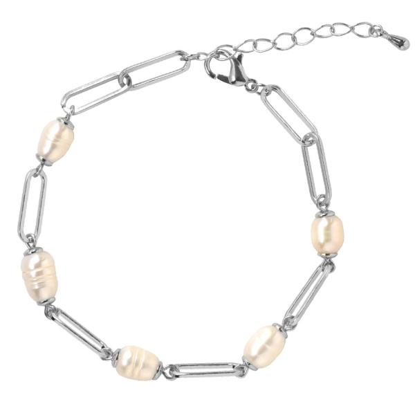 FASHION FRESHWATER LINK CHAIN STATIONED BRACELET