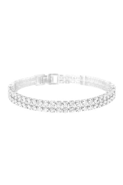 RHINESTONE CUBIC ZIRCONIA 3MM 2 LINE TENNIES BRACELET