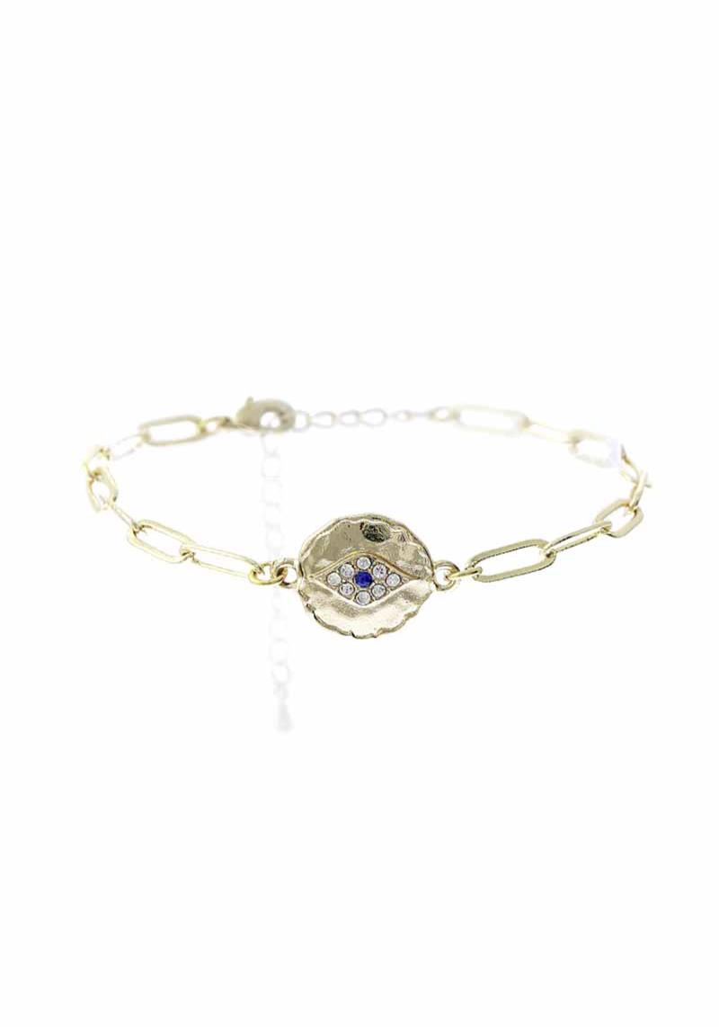 METAL CHAIN RHINESTONE EYE BRACELET
