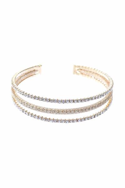RHINESTONE 3 LINE FLEXIBLE BRACELET