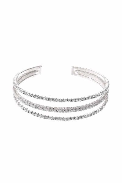 RHINESTONE 3 LINE FLEXIBLE BRACELET