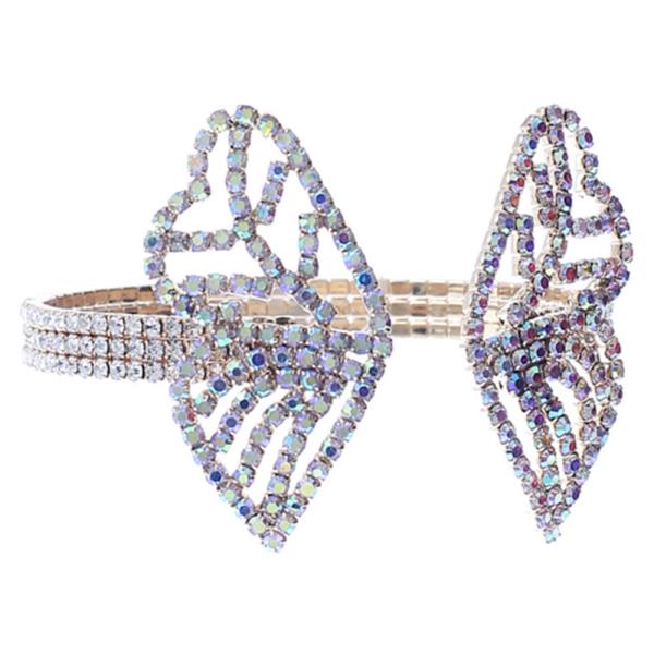 FULL RHINESTONE BUTTERFLY OPEN CUFF BRACELET