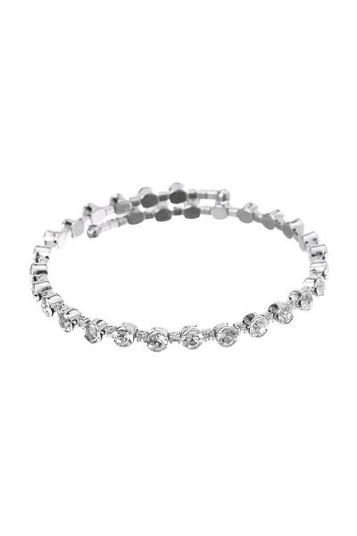 RHINESTONE LINE FANCY FLEXIBLE BANGLE BRACELET