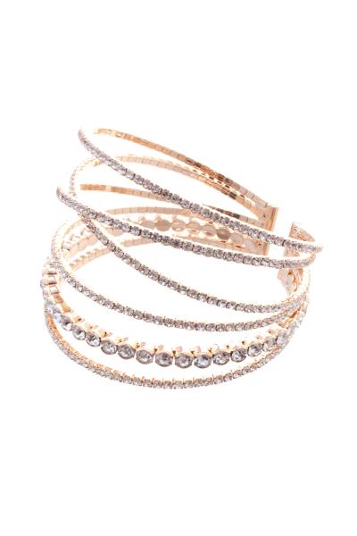 WIDE RHINESTONE FLEXIBLE OPEN CUFF