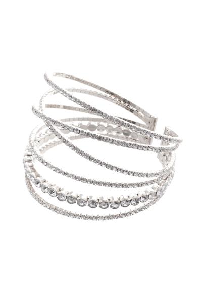 WIDE RHINESTONE FLEXIBLE OPEN CUFF