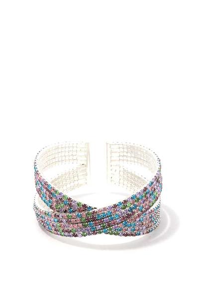 MULTI COLOR CRISS CROSS RHINESTONE BRACELET