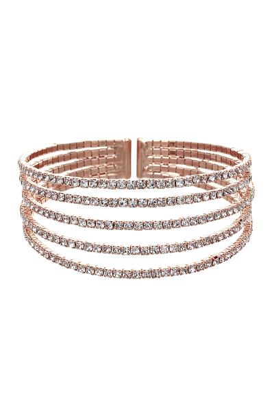 FLEXIBLE 5 LINE RHINESTONE CUFF BRACELET