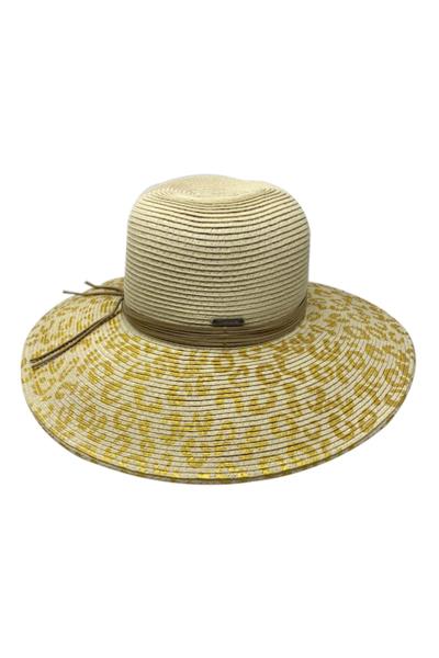 STRAW LEOPARD PRINT SUN FLOPPY HAT
