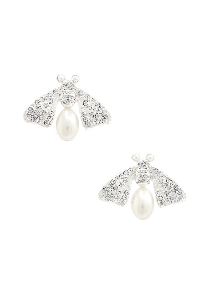 BEE RHINESTONE PEARL BEAD EARRING