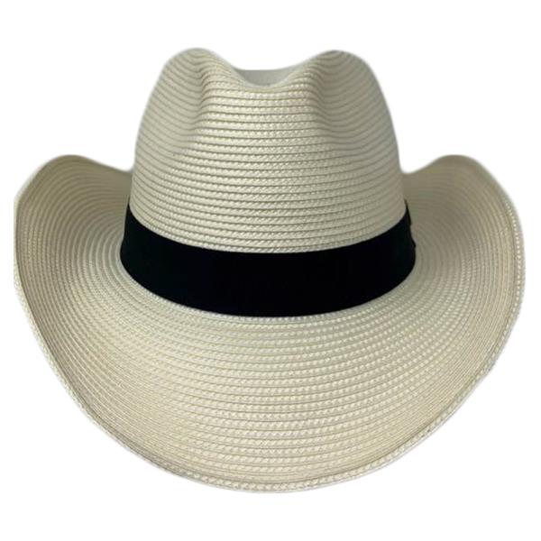 STYLISH BAND ACCENTED PAPER WOVEN FEDORA HAT