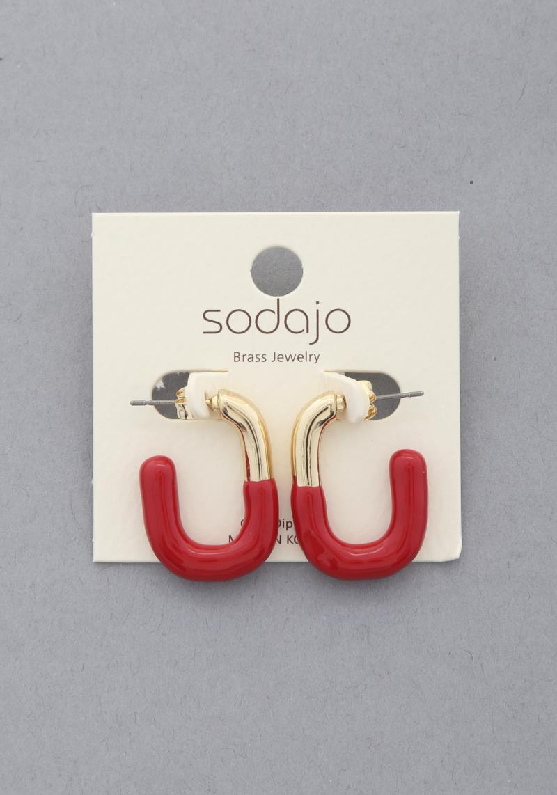 SODAJO COLOR METAL OPEN OVAL EARRING