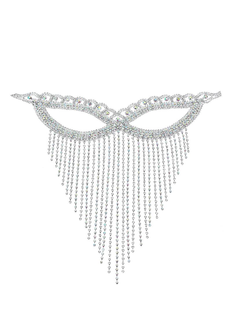RHINESTONE CAT EYE FRINGE MASK